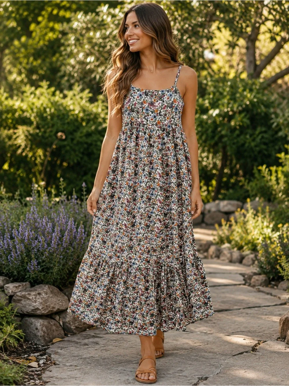 NATURAL LIFE Nina Cotton Blend Floral Maxi Dress Size L - Picture 1 of 11